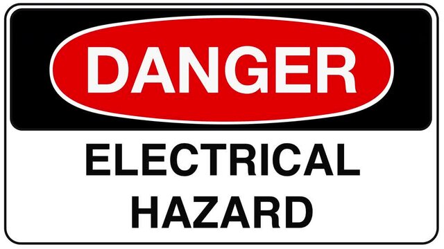 Danger Electrical Hazard Sign Animation on White Background