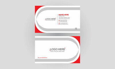 red colored double sided vector business card design