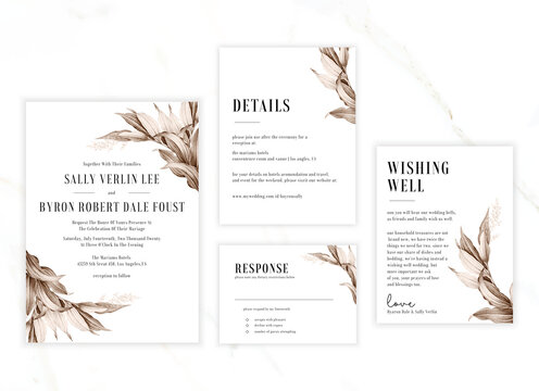 autumn wedding card invitation template