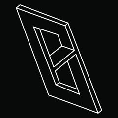 Optical illusion shapes. Impossible objects. Optical art. Line art. Geometric figures.
