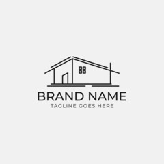 Fototapeta premium Simple house logo template with creative lineart style. 