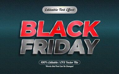 Editable text effect black friday style silver