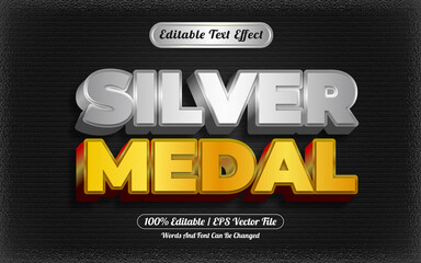 Silver medal editable text effect template style