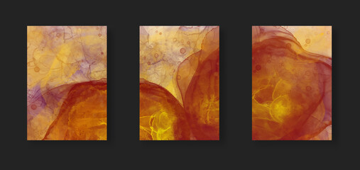 Abstract alcohol ink colors banners. Mixing paints