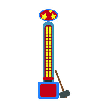 Fairground Hammer Machine, On White Background