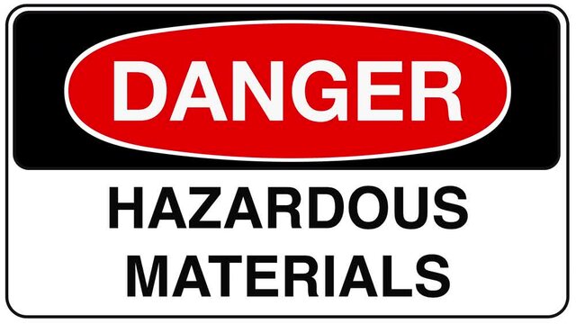 Danger Hazardous Materials Sign Animation on White Background