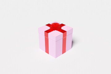 3d illustration gift in a beautiful package with a  ribbon bow. Gift set on a white  background.