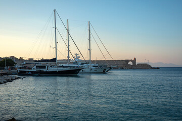 Cove near the old town of Rhodes. Historic center of the island of Rhodes, Greece, Europe