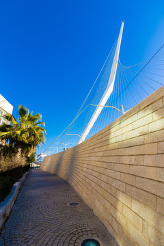 The famous String Bridge at the main entrance to the city of Jerusalem