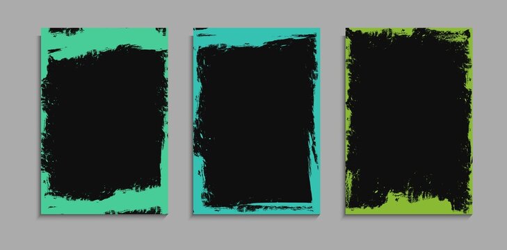 Minimal Set Of Grunge Colorful Frame In Black Cover Template