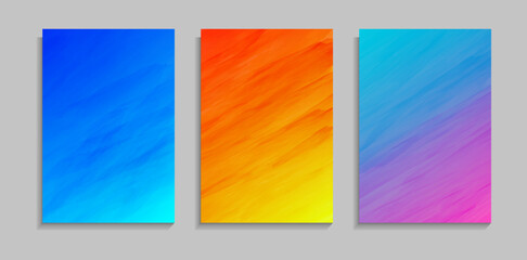 Set Of Colorful Dynamic Bright Gradient Watercolor Paint Texture Cover Template