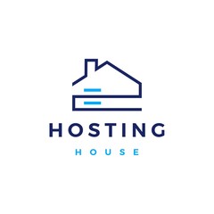 house home hosting server cloud data storage logo vector icon illustration