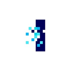 i letter pixel mark digital 8 bit logo vector icon illustration