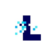 l letter pixel mark digital 8 bit logo vector icon illustration