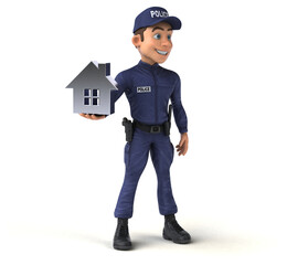 Fun 3D illustration of a cartoon Police Officer