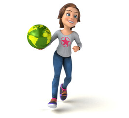 Fun 3D illustration of a cartoon teenage girl