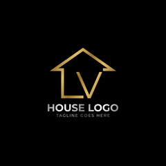 minimalist letter V luxurious house logo vector design for real estate, home rent, property agent