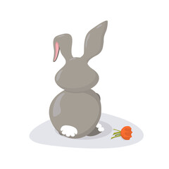 Cute gray rabbit ate a carrot eco.