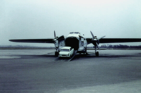 A Bristol 170 Freighter Operated By Silver City Airways As A Car Ferry From Lydd In Kent To Le Touquet In Northern France In The Late 1950s