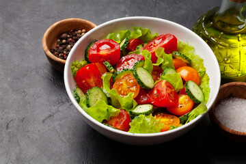 Fresh salad with tomato and cucumber