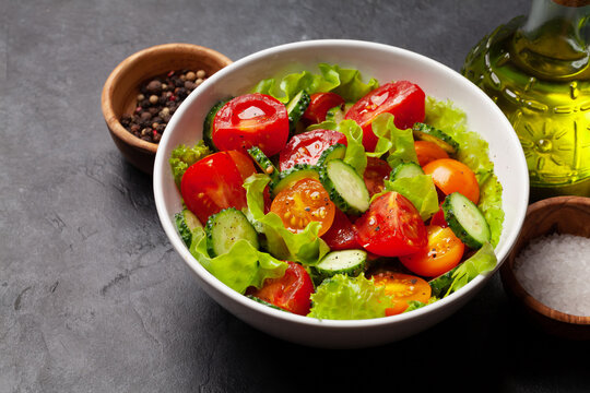 Fresh salad with tomato and cucumber