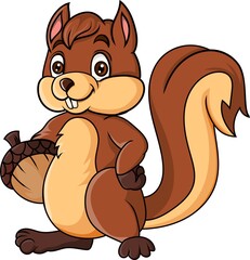 Cartoon squirrel holding a nut © tigatelu