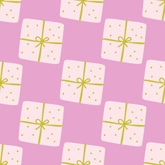 Seamless vector gift box pattern. Celebration background. Stylish pattern for design, fabric, textile etc. 