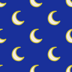 Seamless vector Moon pattern. Magic blue space background for fabric, textile, wrapping, web, cover etc. 