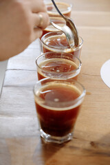 Freshly brewed coffee examine close up