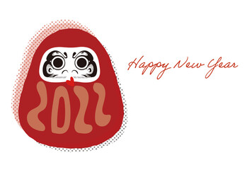 2022年達磨さん年賀状テンプレート／かわいい／シンプル