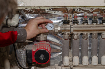 Professional service of heating systems concept. Specialist make