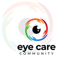 eye care community logo, creative vector abstract hand round eye
