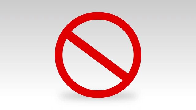 Forbidden or Restricted road sign Animation on White Background and Green Screen