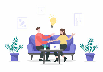 Two Businessmen Reach a Deal or Agreement Shaking Hands on Cooperation Contract as Successful Partners. Background Vector Illustration