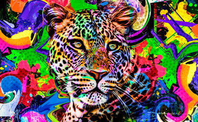Fototapeta na wymiar tiger head illustration color art