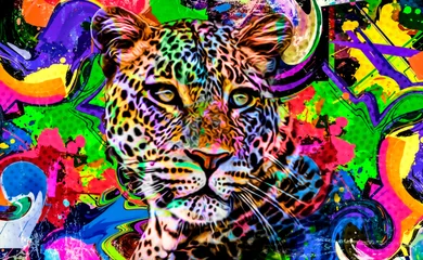 Foto op Canvas tijger hoofd illustratie kleur kunst © reznik_val