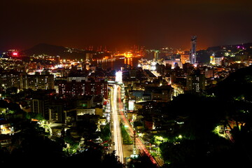 Fototapeta na wymiar Night Scene of Keelung City in Taiwan from Shiqiuling Observation deck