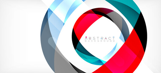 Geometric abstract background. Circle created with overlapping color shapes. Vector Illustration For Wallpaper, Banner, Background, Landing Page