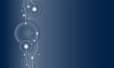 Abstract lines and dots connect the background. There are straight lines and circles. Blue gradient background. Digital data connection technology. Concept of connecting to data.