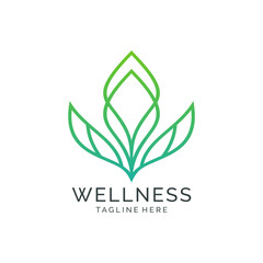 Fototapeta premium Abstract lotus wellness line art logo design