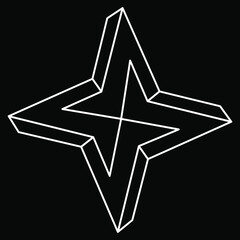 Impossible optical illusion shape. Optical art objects. Impossible figures. Sacred geometry shapes.