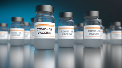 3d Illustration of Covid-19 vaccine vials
