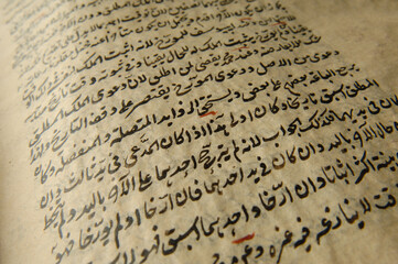 Ancient open book in arabic. Old arabic manuscripts and texts