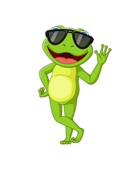 Cute frog cartoon wearing sunglasses