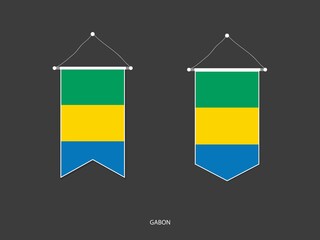 2 style of Gabon flag. Ribbon versions and Arrow versions. Both isolated on a black background.