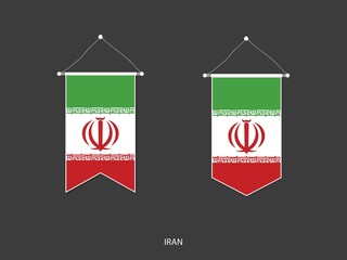 2 style of Iran flag. Ribbon versions and Arrow versions. Both isolated on a black background.