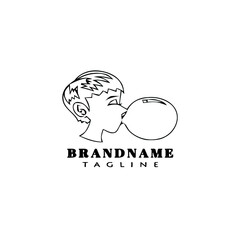 bubble gum logo cartoon icon template black isolated vector illustration
