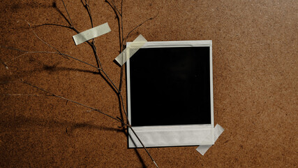 Blank photo frame on wood.  Download Polaroid Photo Frame 