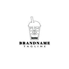 fresh drinks cartoon logo template icon black isolated vector illustration