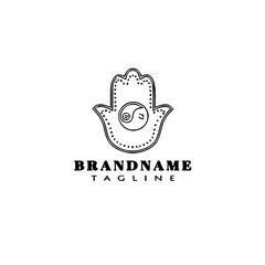 healing hand logo cartoon icon design template black isolated illustration